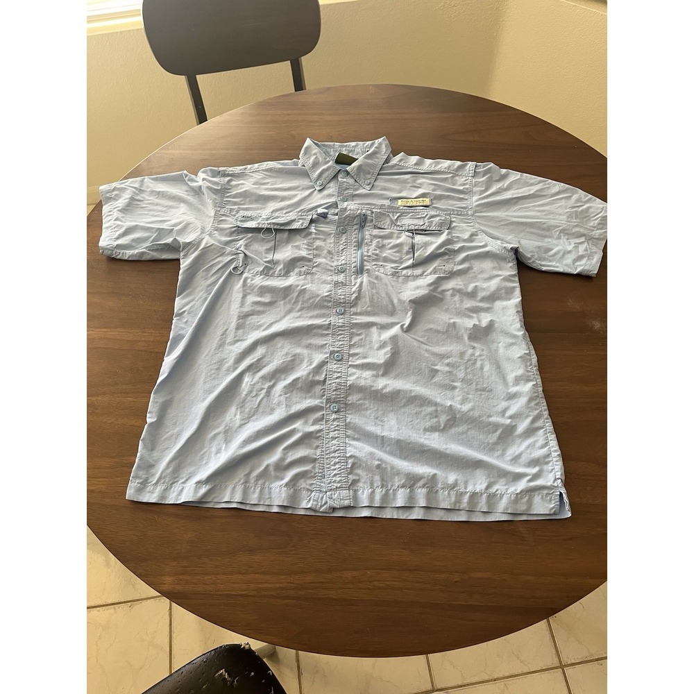 Field & Stream Vented Light Blue Fishing Shirt Men's Large Short Sleeve